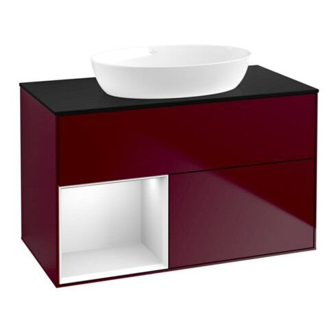 V&B Waschtischunterschrank Finion 100, Pl bla m, Reg wh. m Lac, Peo m