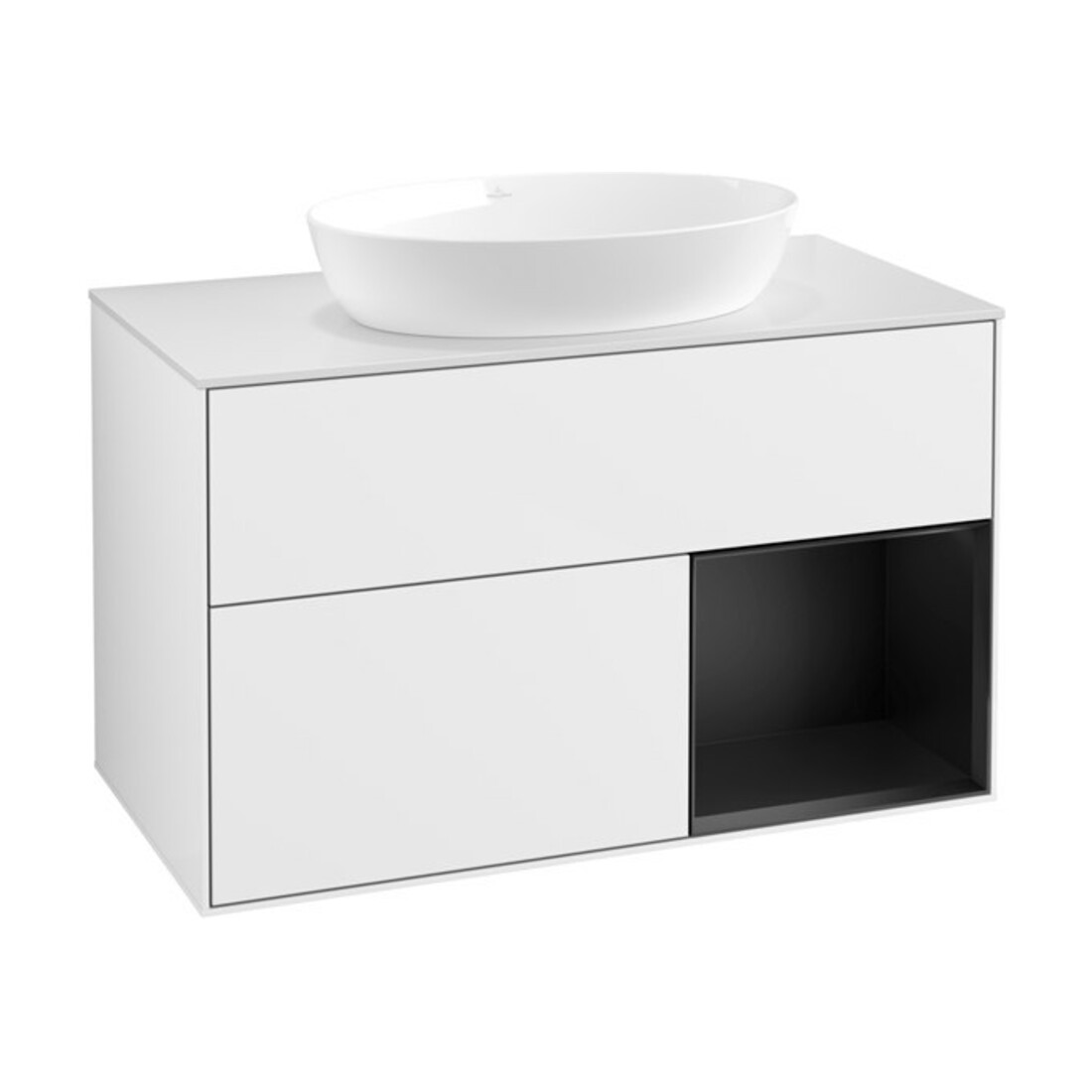V&B Waschtischunterschrank Finion 100, Pl w m, Reg bla m Lac, glo wh. Lac