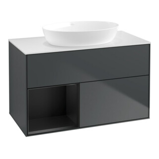 V&B Waschtischunterschrank Finion 100, Pl w m, Reg bla m Lac, md bl. m Lac