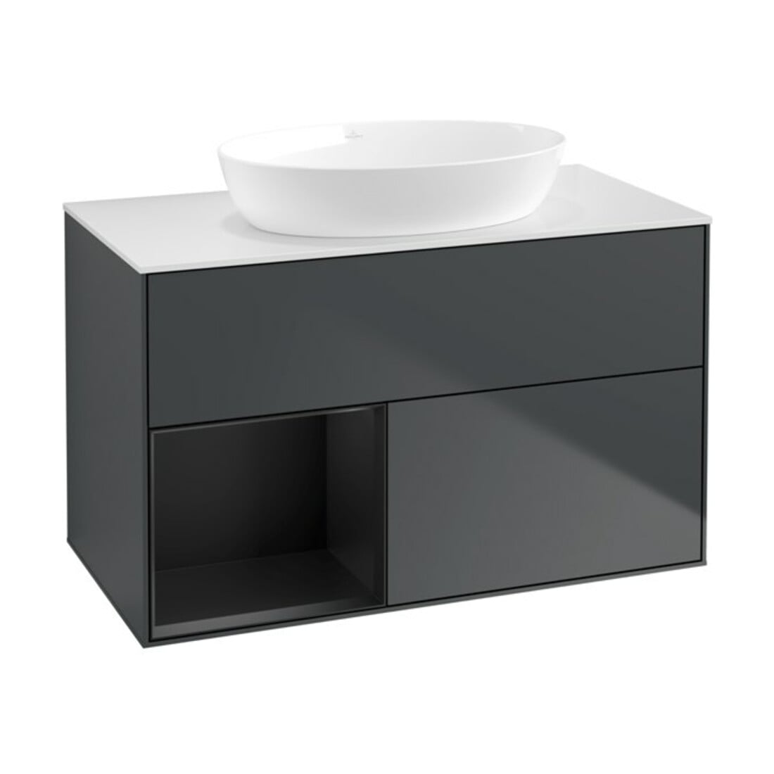 V&B Waschtischunterschrank Finion 100, Pl w m, Reg bla m Lac, md bl. m Lac