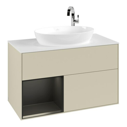 V&B Waschtischunterschrank Finion 100, Pl w m, Reg bla m Lac, si Gr m Lac