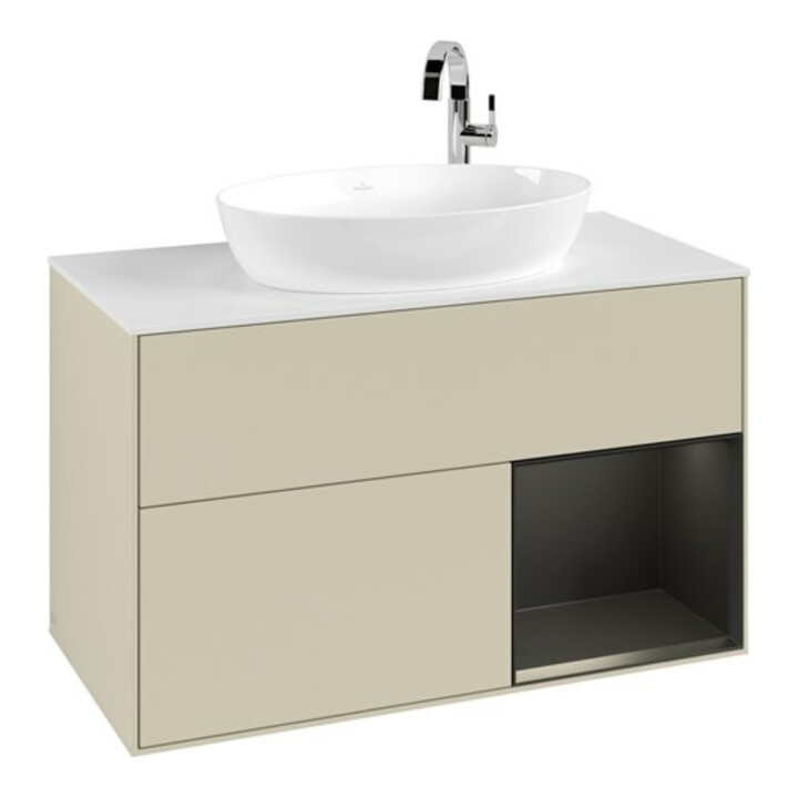 V&B Waschtischunterschrank Finion 100, Pl w m, Reg bla m Lac, si Gr m Lac