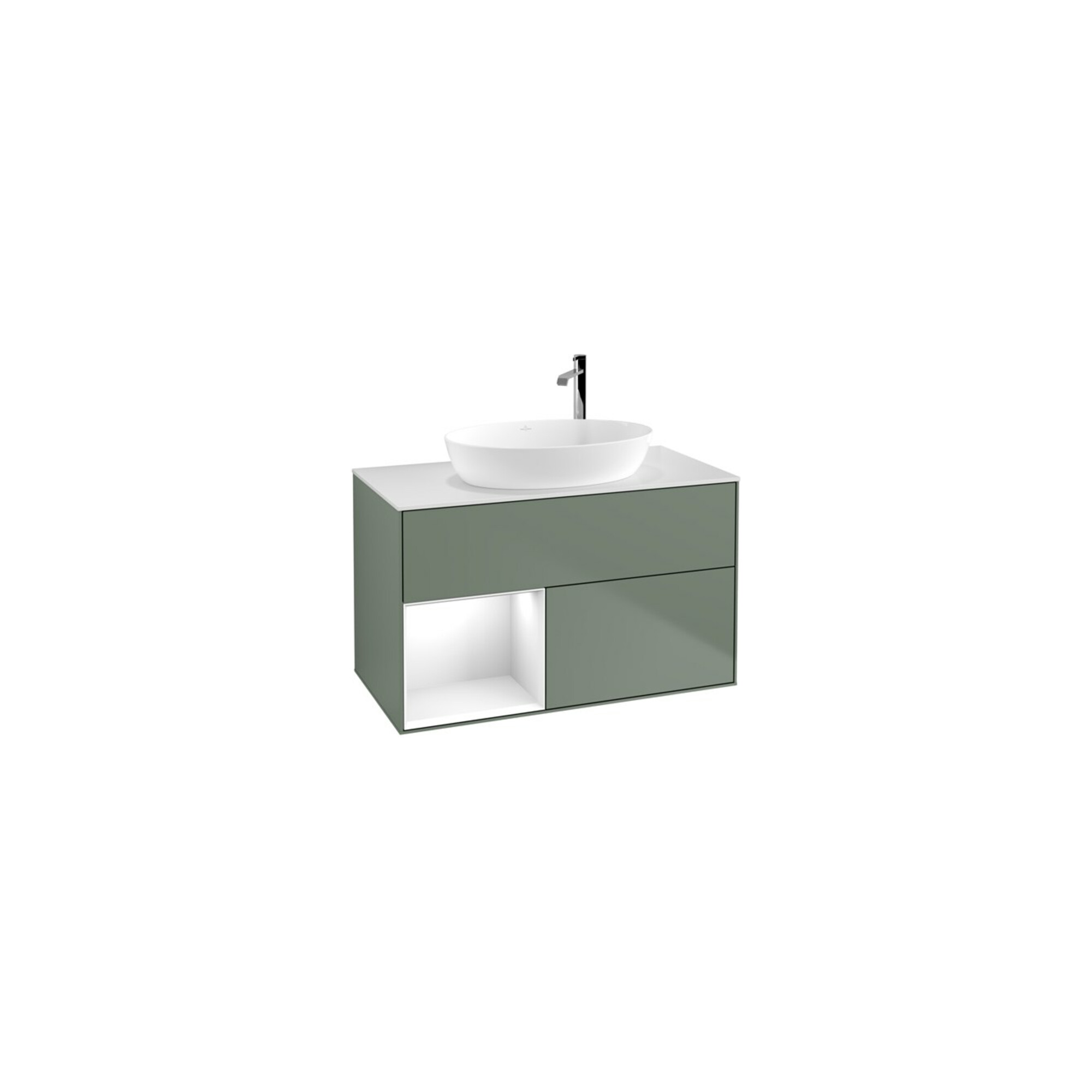 V&B Waschtischunterschrank Finion 100, Pl w m, Reg glo wh. Lac, Oli. m Lac ; Villeroy & Boch