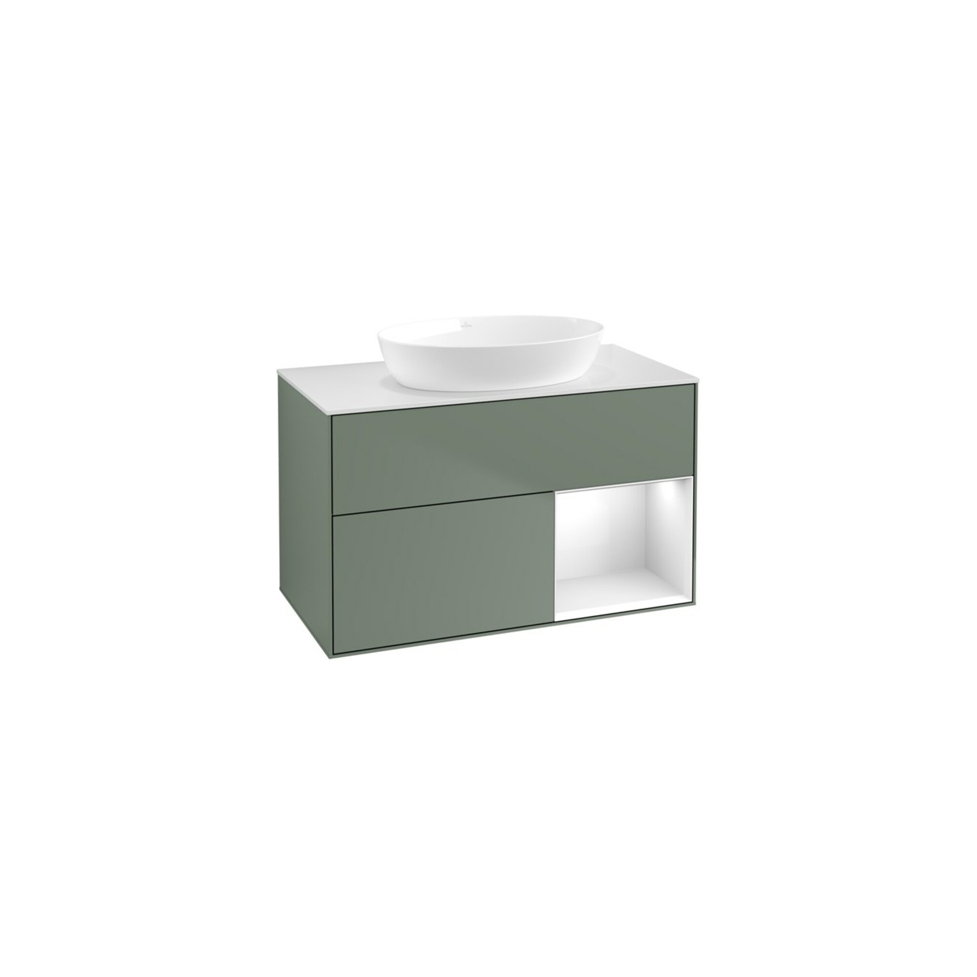 V&B Waschtischunterschrank Finion 100, Pl w m, Reg glo wh. Lac, Oli. m Lac ; Villeroy & Boch