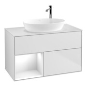 V&B Waschtischunterschrank Finion 100, Pl w m, Reg glo wh. Lac, wh. m Lac