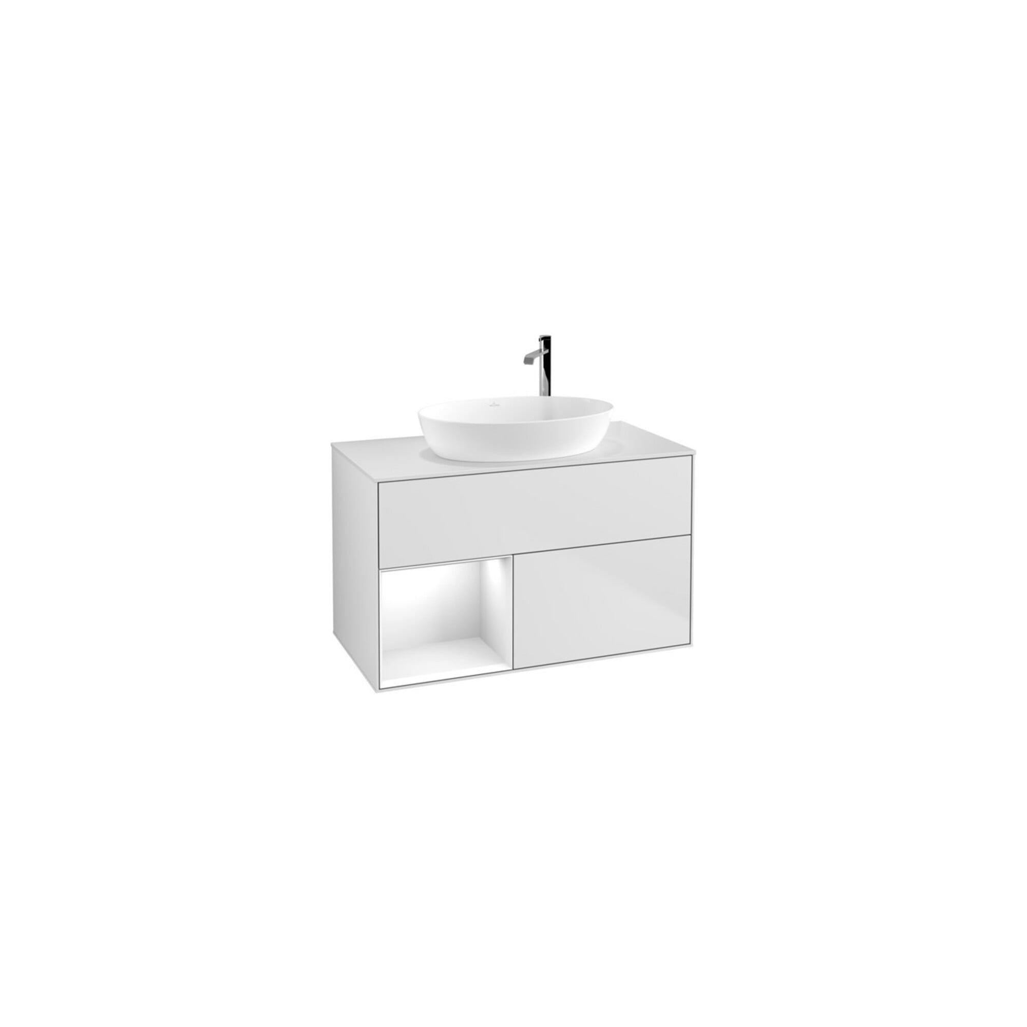 V&B Waschtischunterschrank Finion 100, Pl w m, Reg glo wh. Lac, wh. m Lac ; Villeroy & Boch