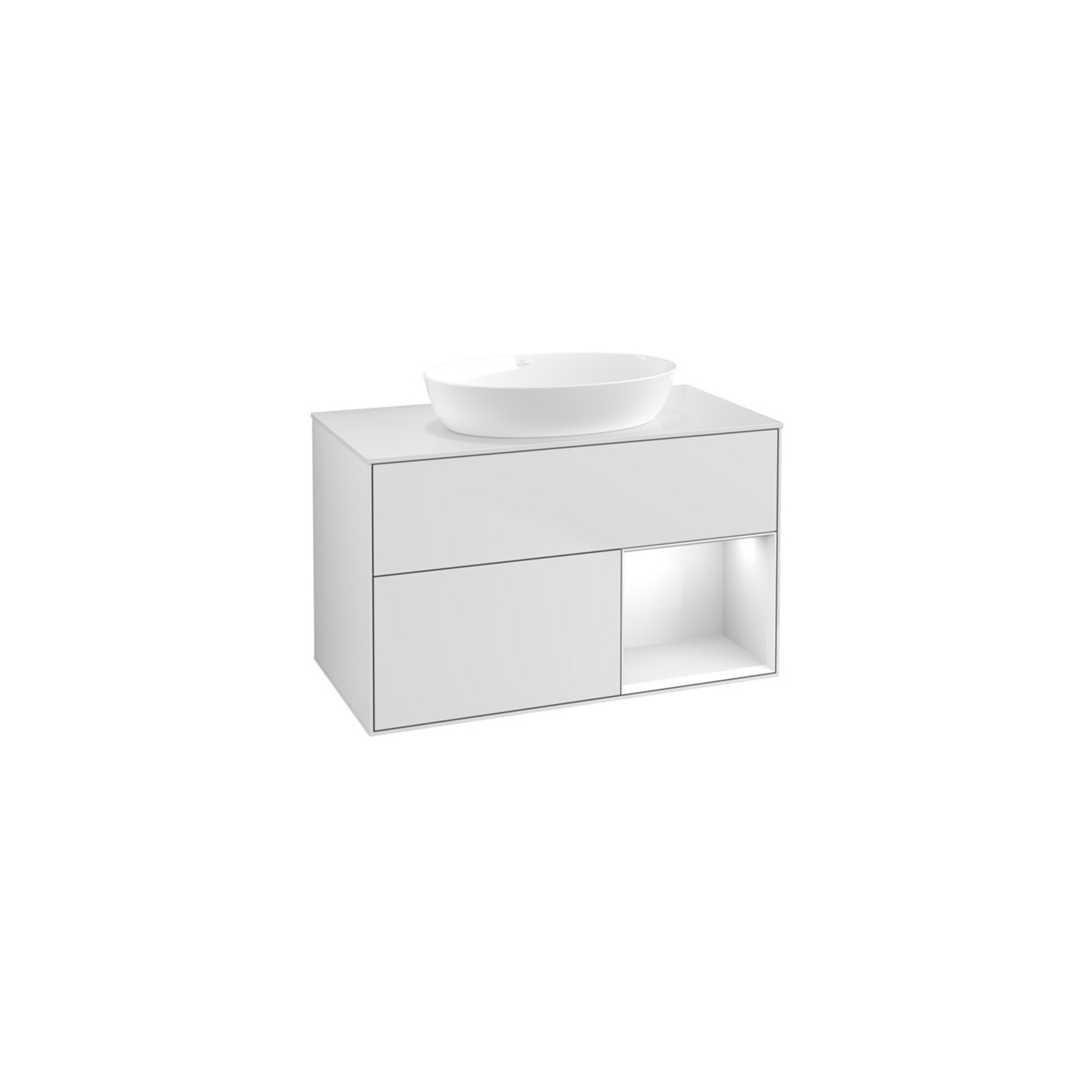 V&B Waschtischunterschrank Finion 100, Pl w m, Reg glo wh. Lac, wh. m Lac ; Villeroy & Boch