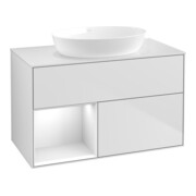 V&B Waschtischunterschrank Finion 100, Pl w m, Reg glo wh. Lac, wh. m Lac