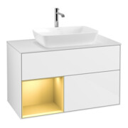V&B Waschtischunterschrank Finion 100, Pl w m, Reg gol m Lac, glo wh. Lac