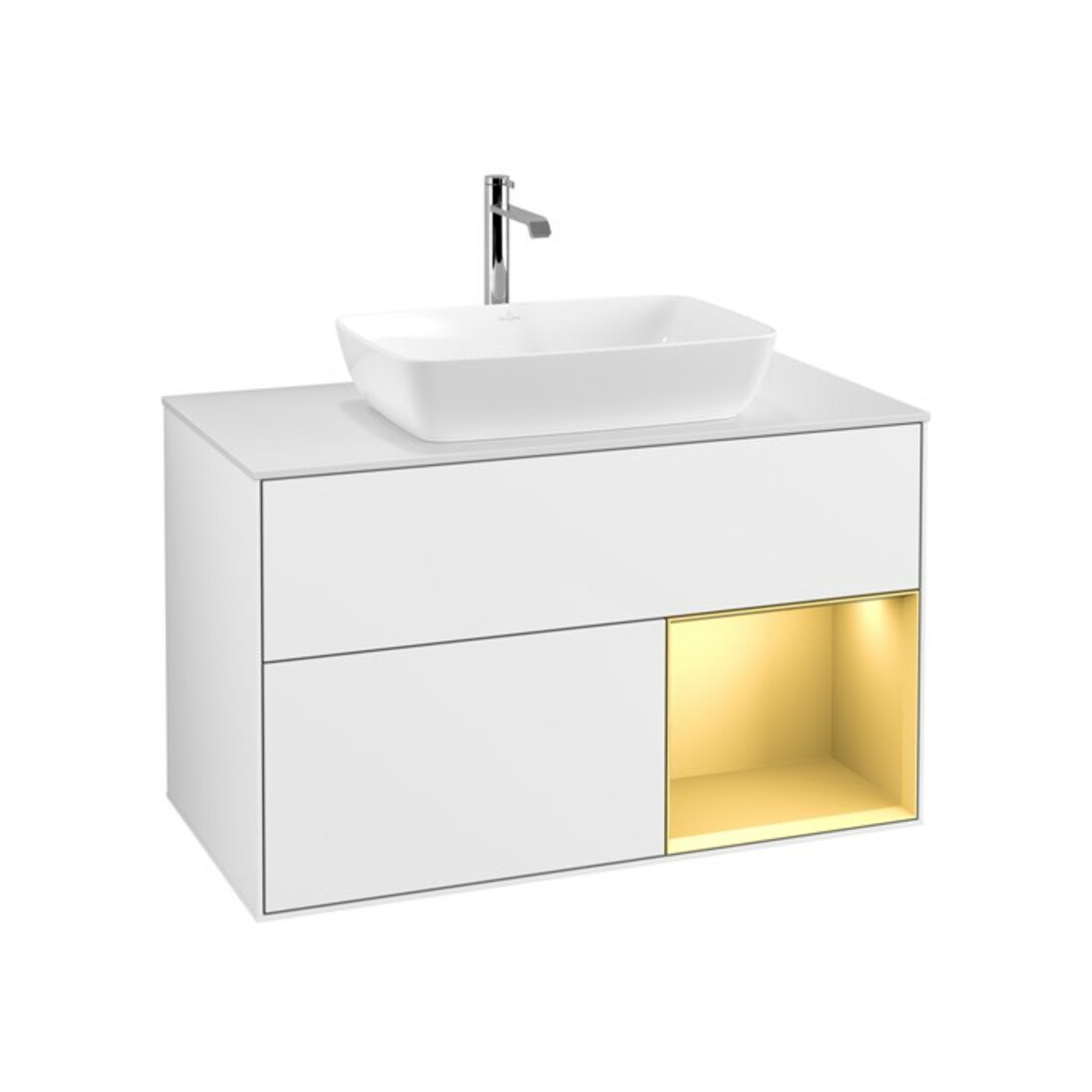 V&B Waschtischunterschrank Finion 100, Pl w m, Reg gol m Lac, glo wh. Lac