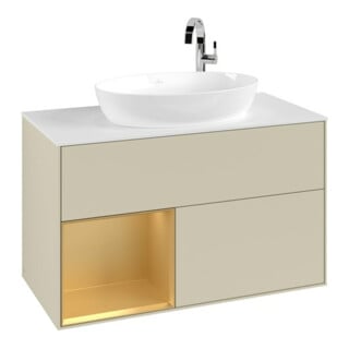 V&B Waschtischunterschrank Finion 100, Pl w m, Reg gol m Lac, si Gr m Lac