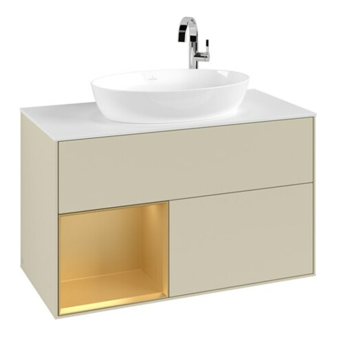 V&B Waschtischunterschrank Finion 100, Pl w m, Reg gol m Lac, si Gr m Lac