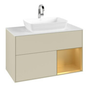 V&B Waschtischunterschrank Finion 100, Pl w m, Reg gol m Lac, si Gr m Lac
