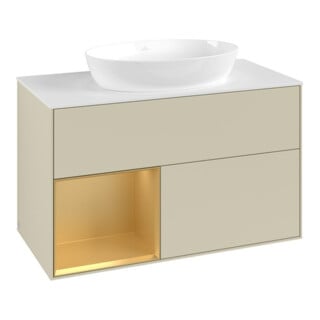 V&B Waschtischunterschrank Finion 100, Pl w m, Reg gol m Lac, si Gr m Lac