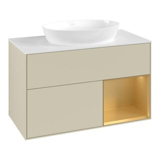 V&B Waschtischunterschrank Finion 100, Pl w m, Reg gol m Lac, si Gr m Lac