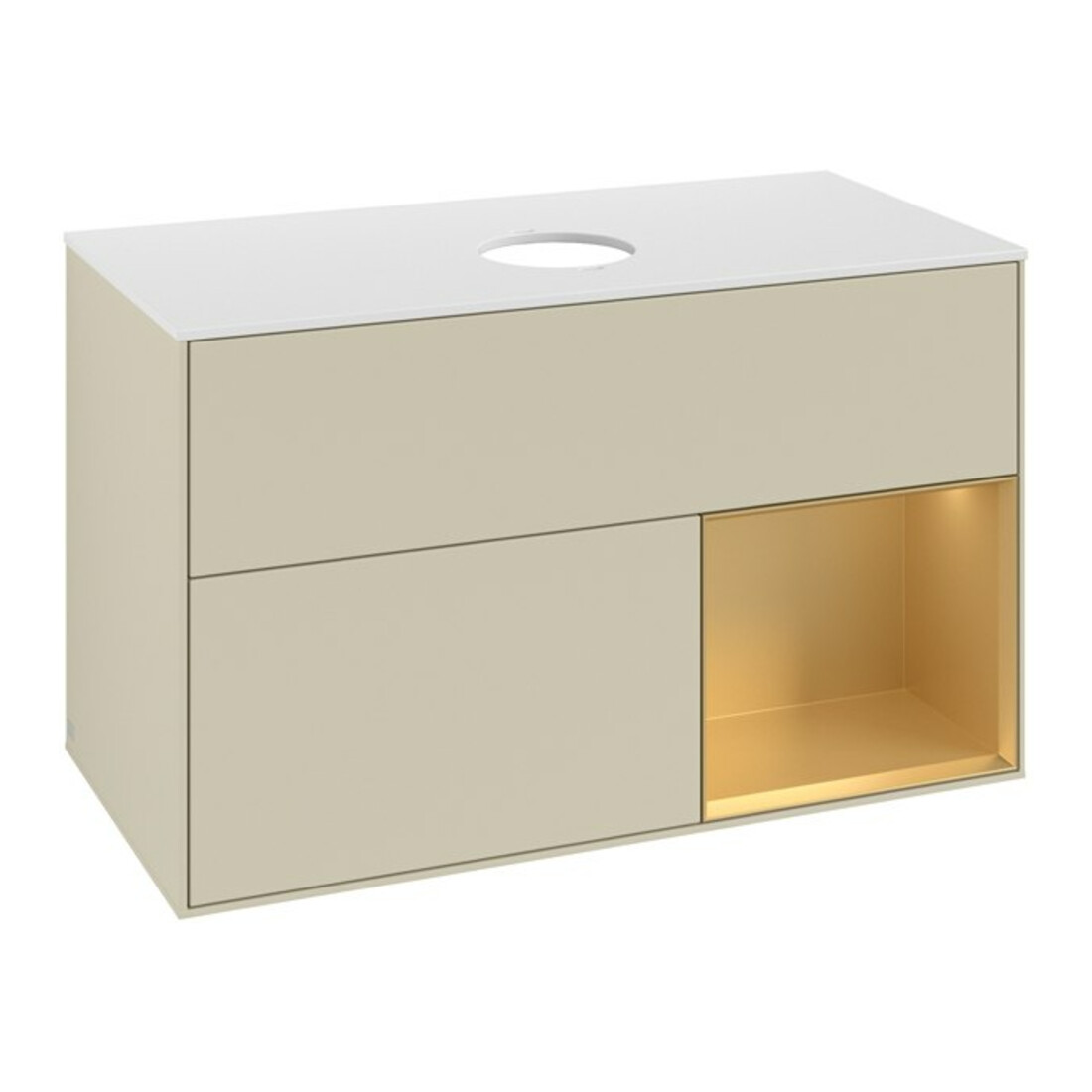 V&B Waschtischunterschrank Finion 100, Pl w m, Reg gol m Lac, si Gr m Lac
