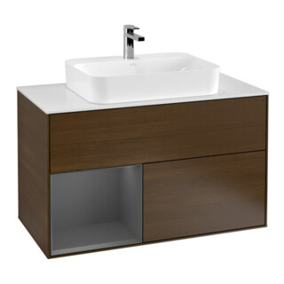 V&B Waschtischunterschrank Finion 100, Pl w m, Reg li Anthrac. m, wal ven