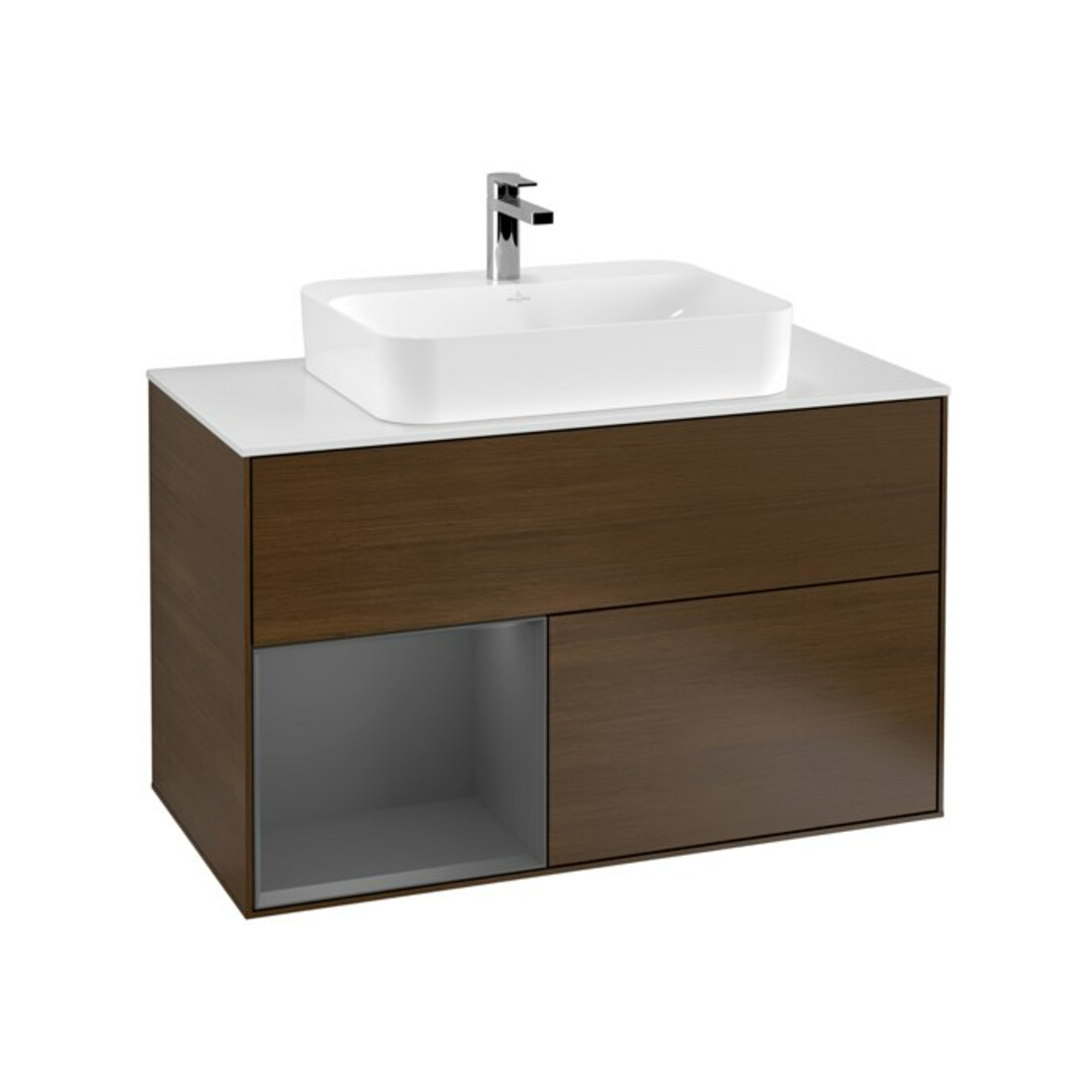 V&B Waschtischunterschrank Finion 100, Pl w m, Reg li Anthrac. m, wal ven