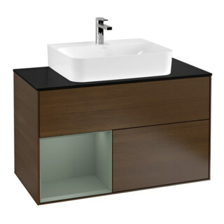 V&B Waschtischunterschrank Finion 100, Pl w m, Reg li Oli. m Lac, wal ven