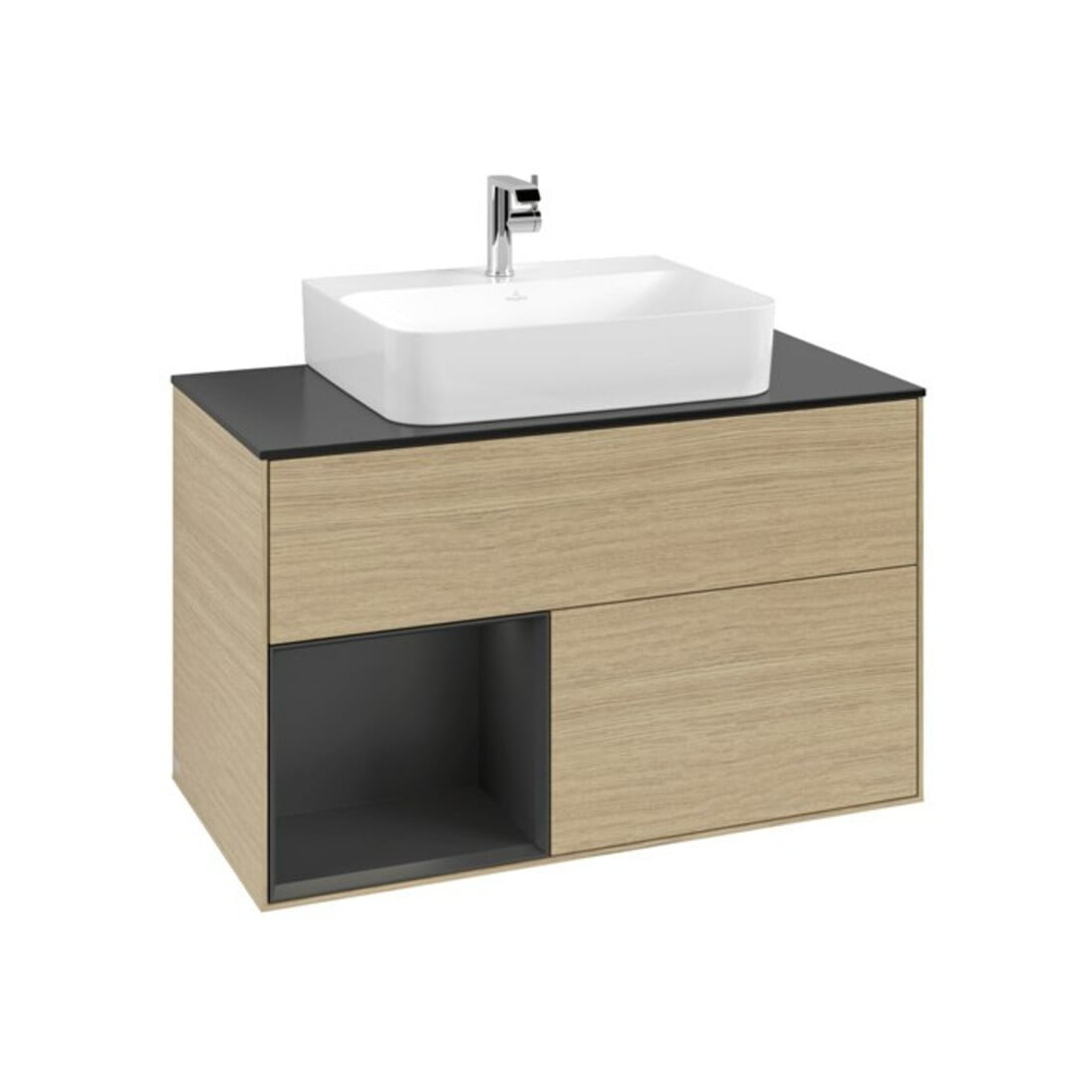 V&B Waschtischunterschrank Finion 100, Pl w m, Reg li si Gr m Lac, Oa ven