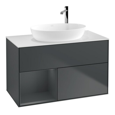 V&B Waschtischunterschrank Finion 100, Pl w m, Reg md m Lac, md bl. m Lac