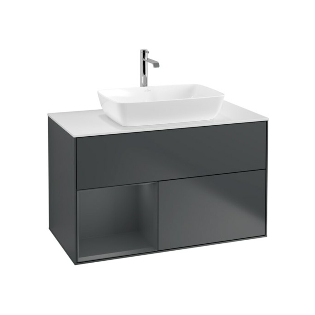 V&B Waschtischunterschrank Finion 100, Pl w m, Reg md m Lac, md bl. m Lac