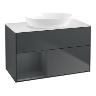 V&B Waschtischunterschrank Finion 100, Pl w m, Reg md m Lac, md bl. m Lac