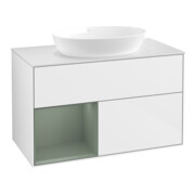 V&B Waschtischunterschrank Finion 100, Pl w m, Reg Oli. m Lac, glo wh. Lac