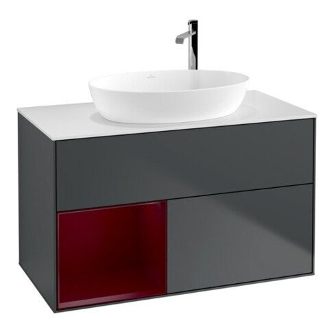 V&B Waschtischunterschrank Finion 100, Pl w m, Reg Peo m Lac, md bl. m Lac