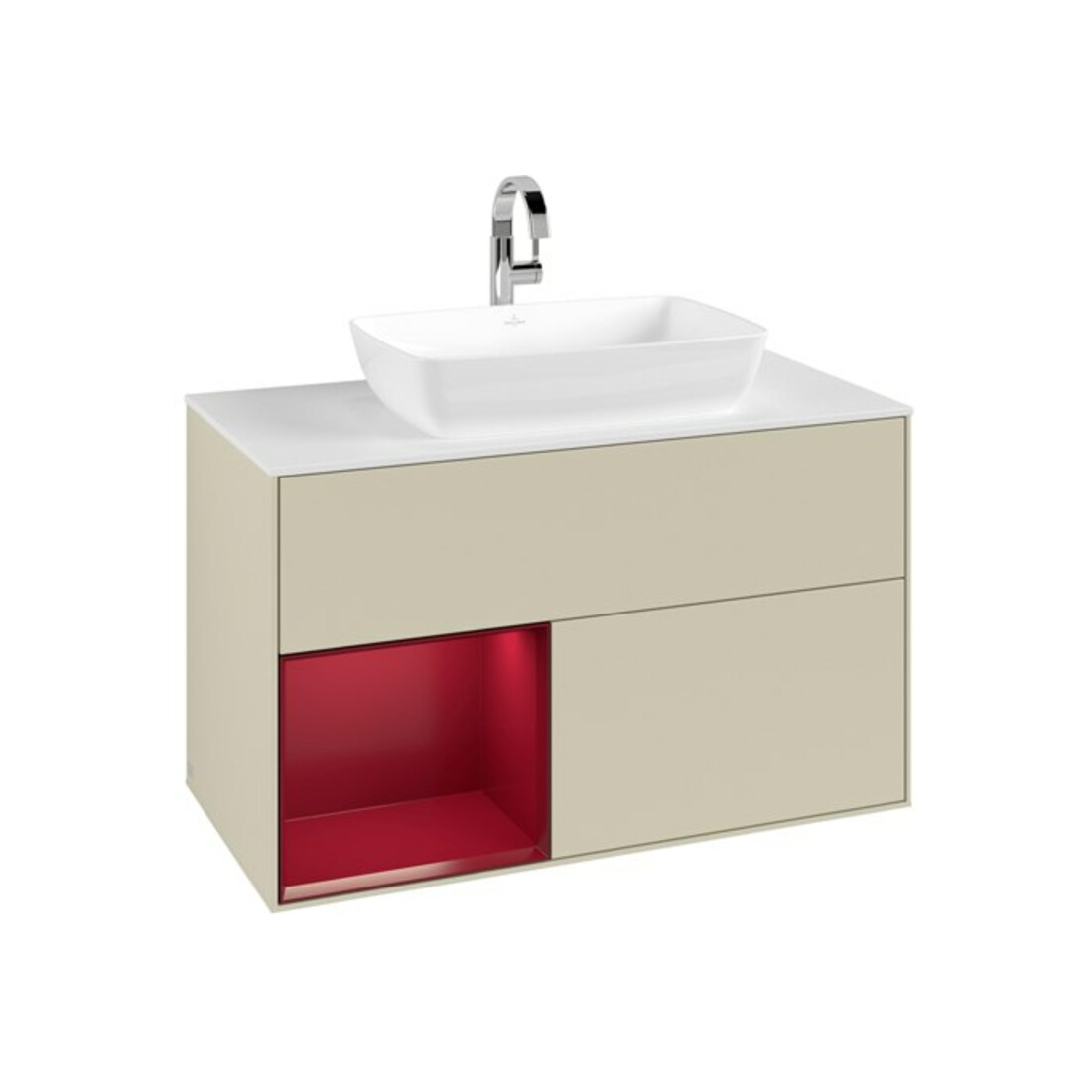 V&B Waschtischunterschrank Finion 100, Pl w m, Reg Peo m Lac, si Gr m Lac