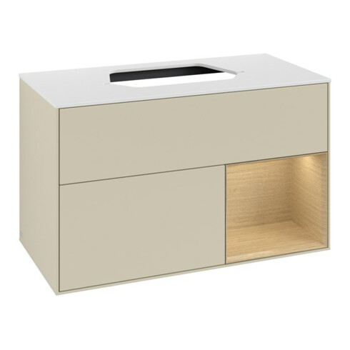 V&B Waschtischunterschrank Finion 100, Pl w m, Reg re Oa ven, si Gr m Lac