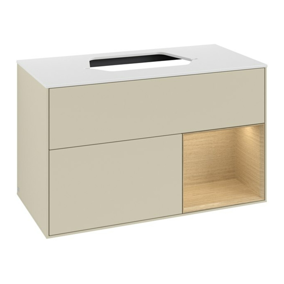 V&B Waschtischunterschrank Finion 100, Pl w m, Reg re Oa ven, si Gr m Lac