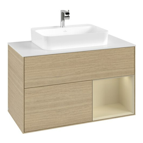 V&B Waschtischunterschrank Finion 100, Pl w m, Reg re si Gr m Lac, Oa ven