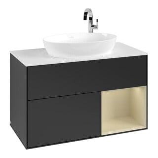 V&B Waschtischunterschrank Finion 100, Pl w m, Reg si Gr m Lac, bla m Lac