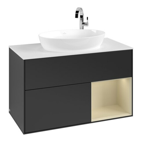 V&B Waschtischunterschrank Finion 100, Pl w m, Reg si Gr m Lac, bla m Lac