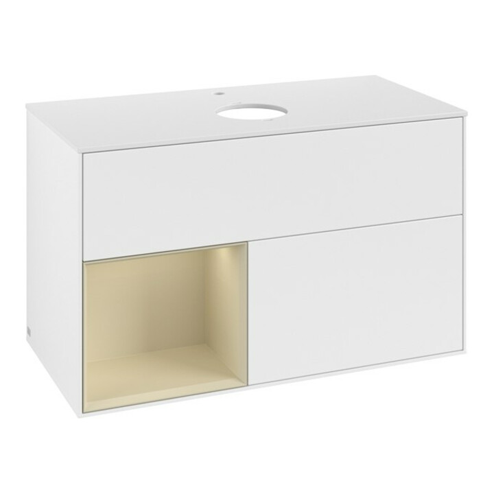 V&B Waschtischunterschrank Finion 100, Pl w m, Reg si Gr m Lac, wh. m Lac