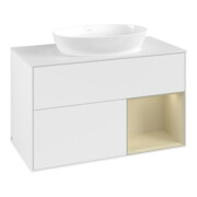 V&B Waschtischunterschrank Finion 100, Pl w m, Reg si Gr m Lac, wh. m Lac