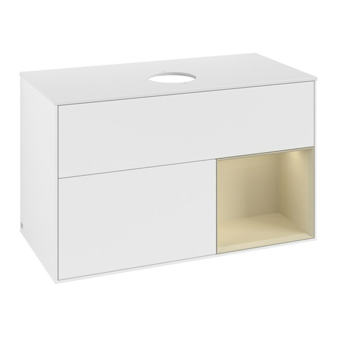 V&B Waschtischunterschrank Finion 100, Pl w m, Reg si Gr m Lac, wh. m Lac