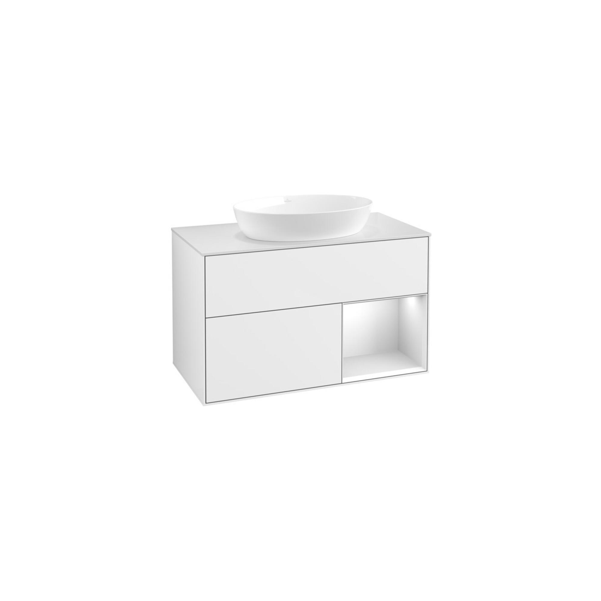 V&B Waschtischunterschrank Finion 100, Pl w m, Reg wh. m Lac, glo wh. Lac ; Villeroy & Boch