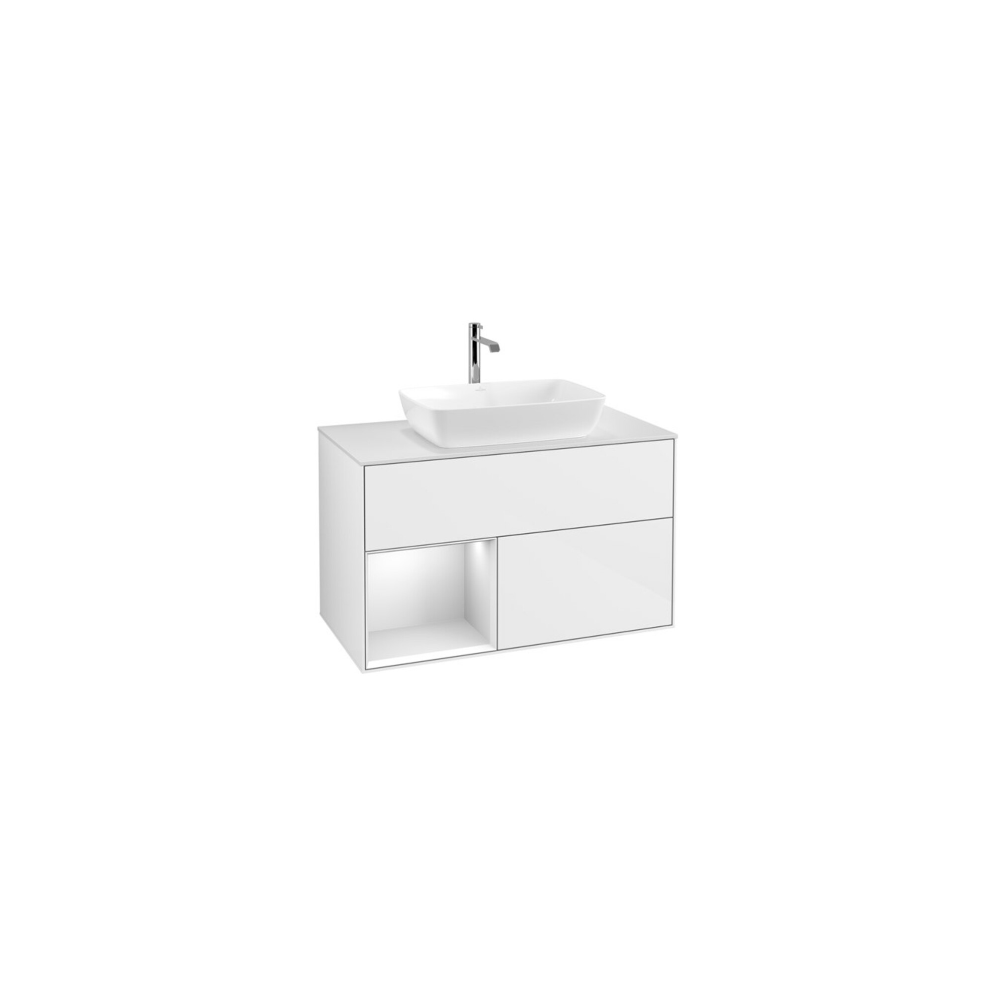 V&B Waschtischunterschrank Finion 100, Pl w m, Reg wh. m Lac, glo wh. Lac ; Villeroy & Boch