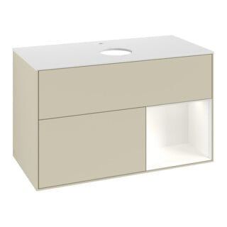 V&B Waschtischunterschrank Finion 100, Pl w m, Reg wh. m Lac, si Gr m Lac