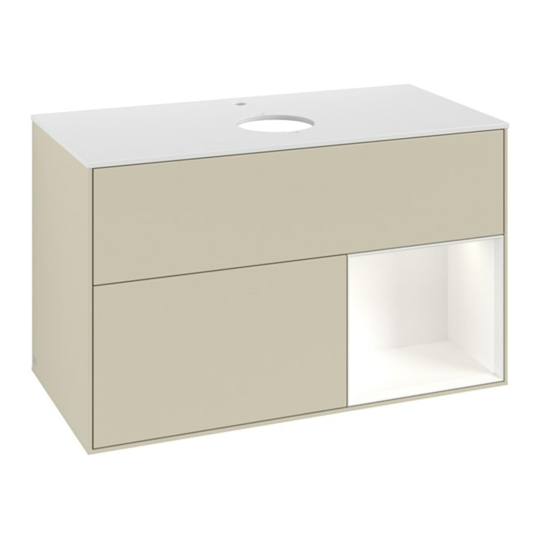V&B Waschtischunterschrank Finion 100, Pl w m, Reg wh. m Lac, si Gr m Lac