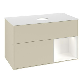 V&B Waschtischunterschrank Finion 100, Pl w m, Reg wh. m Lac, si Gr m Lac