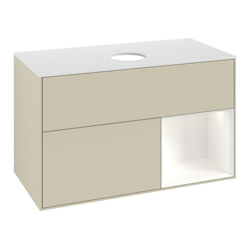 V&B Waschtischunterschrank Finion 100, Pl w m, Reg wh. m Lac, si Gr m Lac