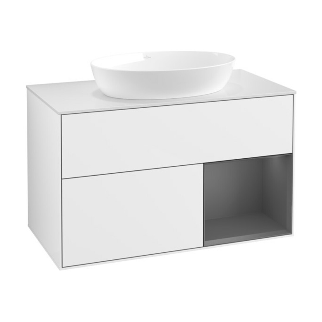 V&B Waschtischunterschrank Finion 100, Pl w m, Rg A m Lac, glo wh. Lac