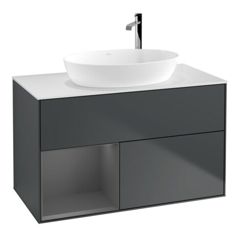 V&B Waschtischunterschrank Finion 100, Pl w m, Rg A m Lac, md bl. m Lac