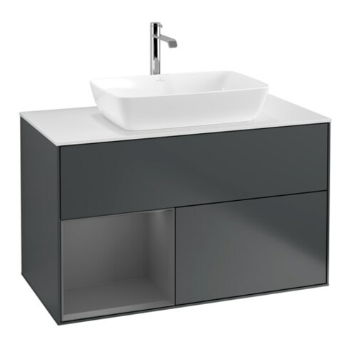 V&B Waschtischunterschrank Finion 100, Pl w m, Rg A m Lac, md bl. m Lac