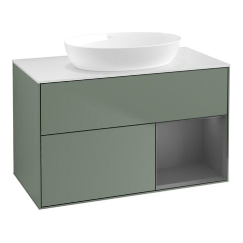 V&B Waschtischunterschrank Finion 100, Pl w m, Rg A m Lac, Oli. m Lac