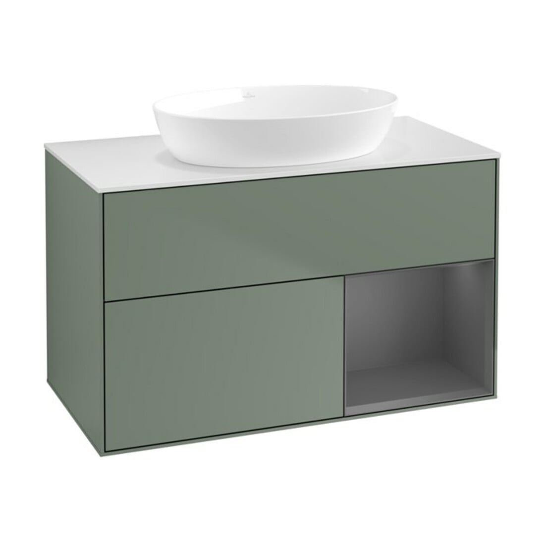 V&B Waschtischunterschrank Finion 100, Pl w m, Rg A m Lac, Oli. m Lac