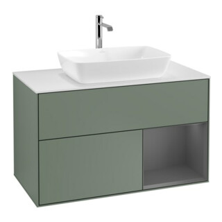 V&B Waschtischunterschrank Finion 100, Pl w m, Rg A m Lac, Oli. m Lac